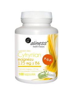 Cytrynian magnezu 125 mg z witaminą B6 (P-5-P) - 100 kapsułek Aliness