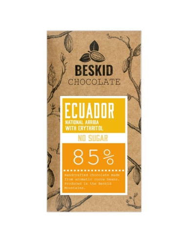 Czekolada Ciemna Ecuador 85% z Erytrolem 60g BESKID