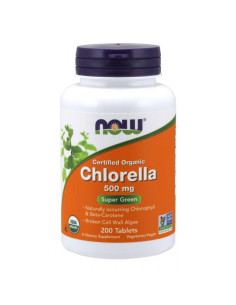 Chlorella 500mg organiczna 200 tabletek Now Foods