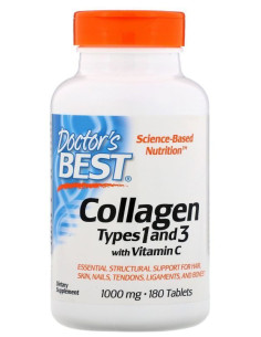 Collagen Types 1 and 3 with Vitamin C, 1000mg - 180 tabs - Doctor's Best