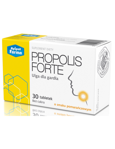 Propolis Forte Tabletki do Ssania o Smaku Pomarańczowym 30 tabletek Apipol Farma