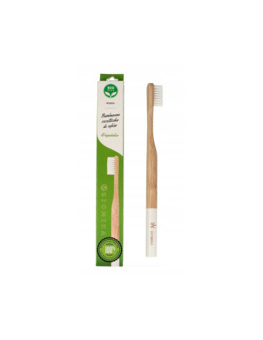 Bambusowa wegańska szczoteczka do zębów dla dorosłych - miękka – biała - Biomika