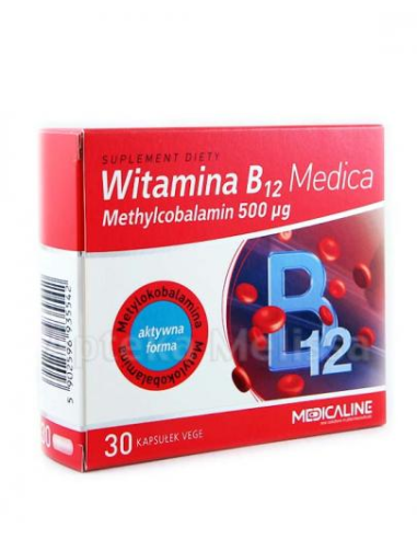 Witamina B12 medica Metylokobalamina 500 mg 30 vege kapsułek MEDICALINE