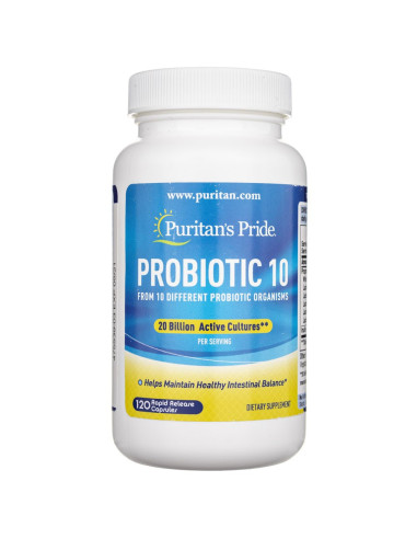Puritan's Pride Probiotyk 10 szczepów z Witaminą D3 - 60 kapsułek