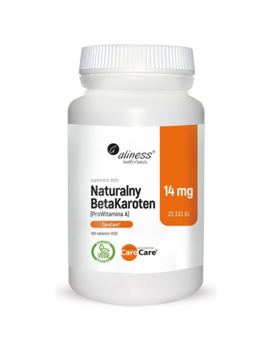 Naturalny BetaKaroten 14mg 100 tabletek Aliness