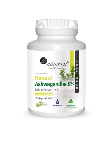 Ashwagandha 9% 590 mg 100 kapsułek Aliness