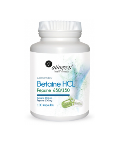 Betaine HCL Pepsyna 650/150 mg 100 kapsułek Aliness