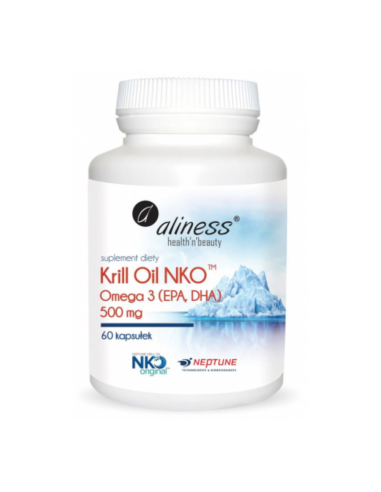Krill Oil NKO Omega 3 z Astaksantyną, 500 mg 60 kapsułek Aliness