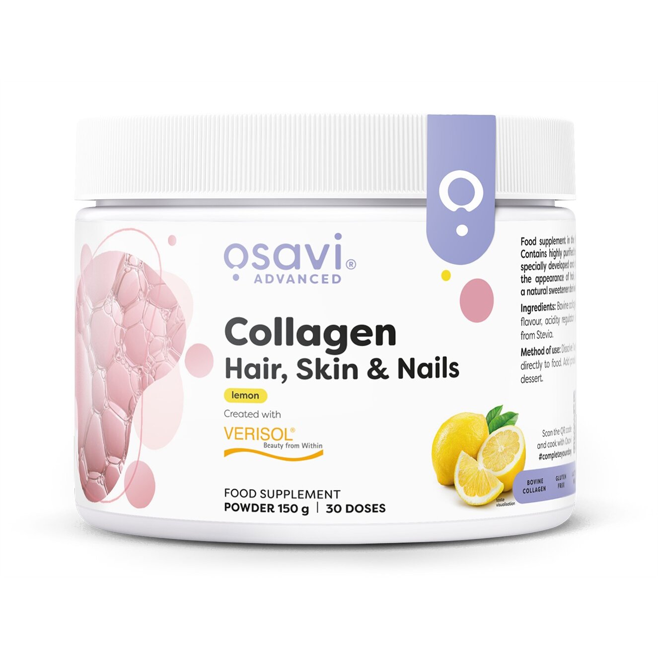 0a0b06f01d4c4dc2fe64e639e0ab91c5-1.jpg Collagen Peptides (Hair Skin & Nails), Lemon - 150 grams - obrazek 1