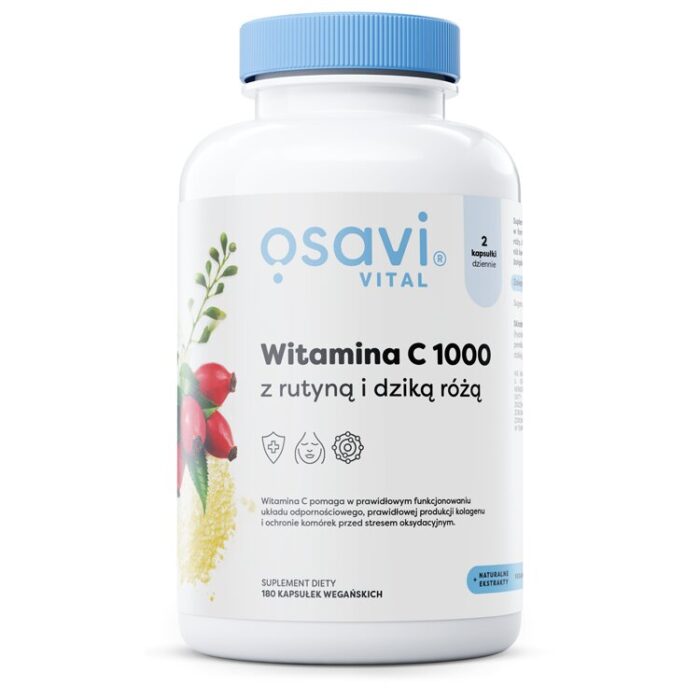 Witamina C1000 z Rutyną i Dziką Różą - 180 vegan caps - obrazek 2