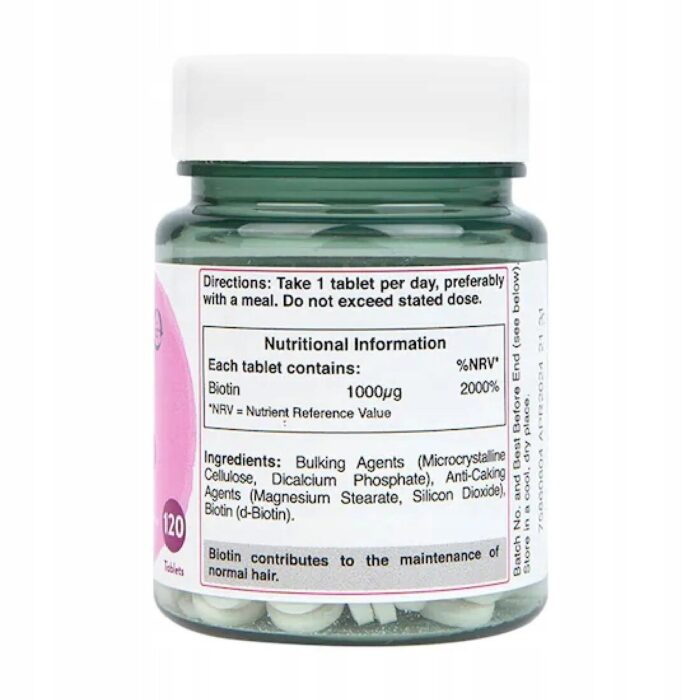 Biotin, 1000mcg - 120 tablets - obrazek 3