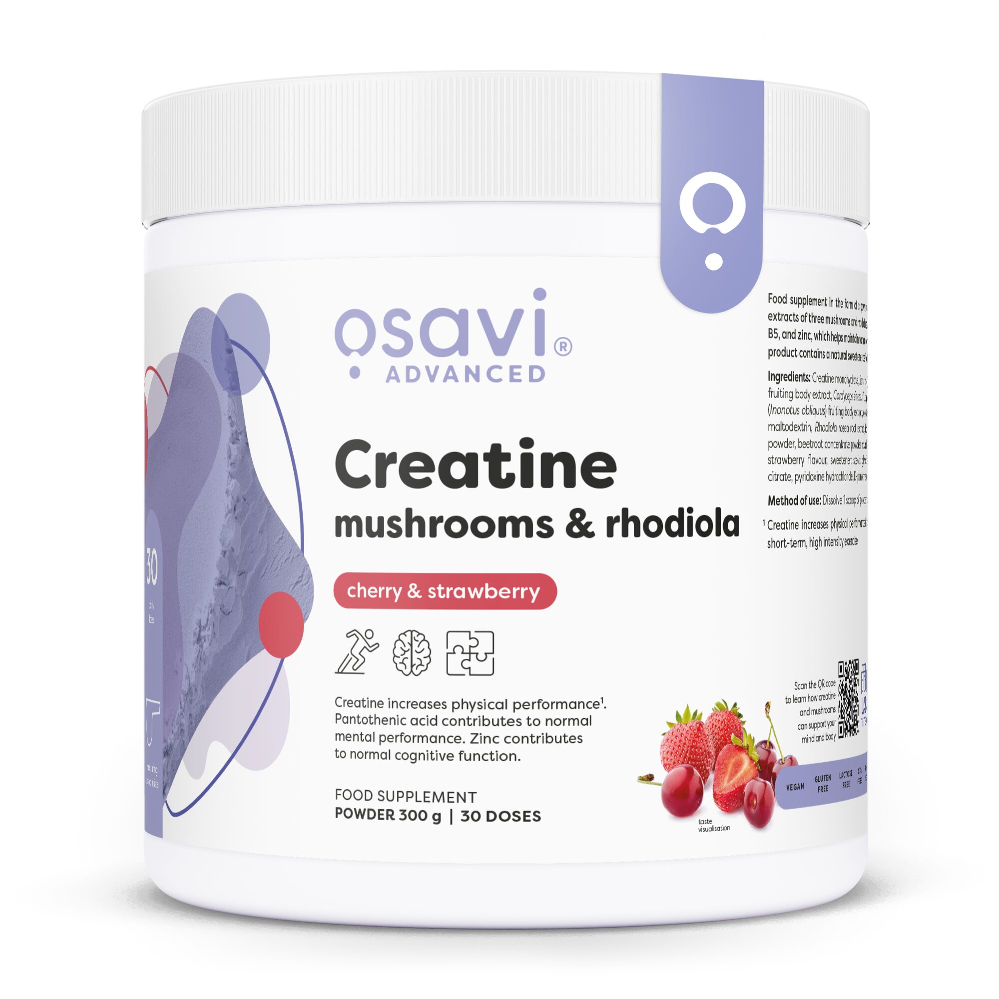 1d0ea44442a529bc09f5802a18cc2dd5-1.jpg Creatine, Mushrooms & Rhodiola, Cherry & Strawberry - 300 grams - obrazek 1