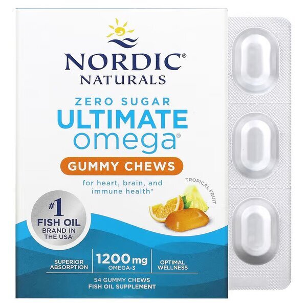 21b4b52a52d9cce417f94779414cbc44-1.jpg Ultimate Omega Gummy Chews, 1200mg Tropical Fruit - 54 gummies - obrazek 1