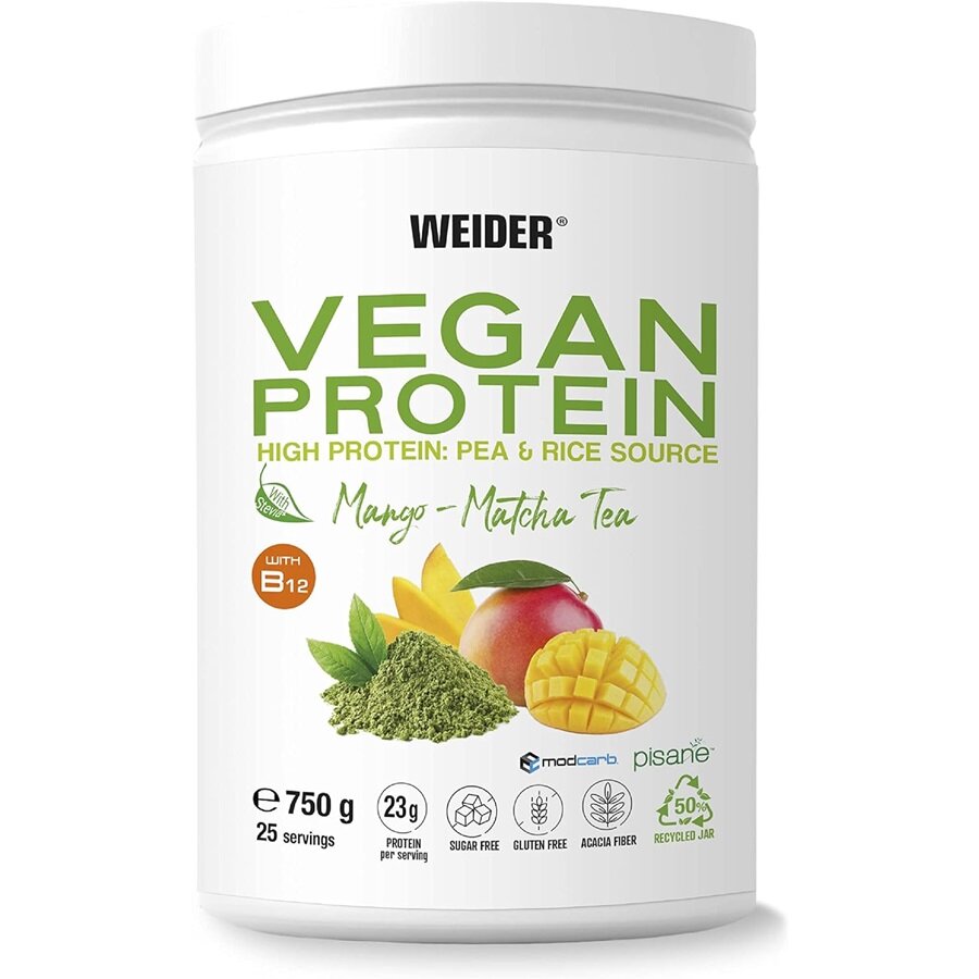 2aab0c0d8f47badf29ef1d2290240909-1.jpg Vegan Protein, Mango & Matcha Tea - 750 grams - obrazek 1