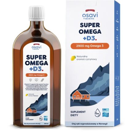 Super Omega + D3 (Marine), 2900mg Omega 3 (Cytryna) - 500 ml.