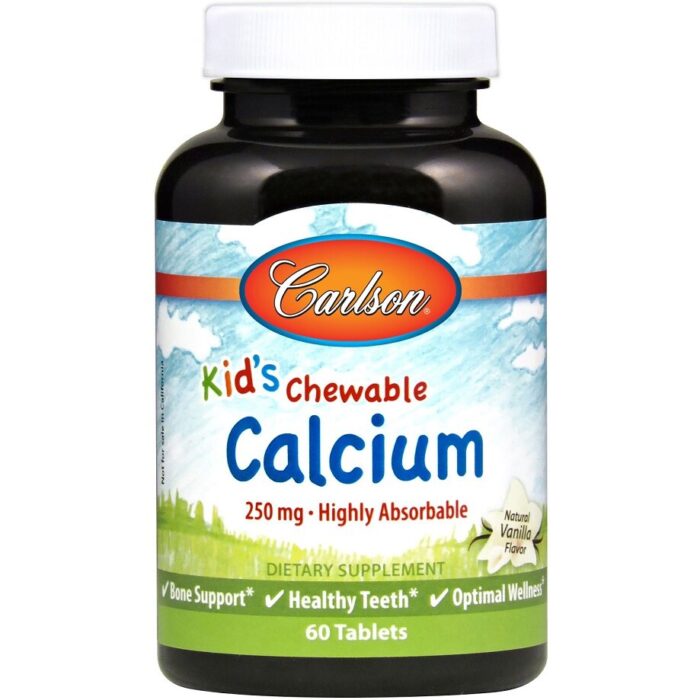 Kid's Chewable Calcium, 250mg Natural Vanilla - 60 tablets - obrazek 2