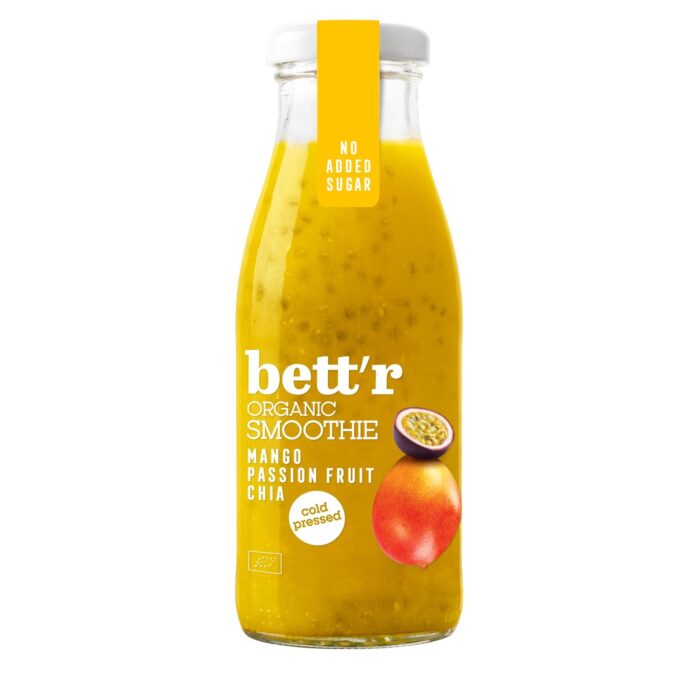 SMOOTHIE MANGO - MARAKUJA - CHIA TŁOCZONE NA ZIMNO BIO 250 ml - BETT'R - obrazek 1