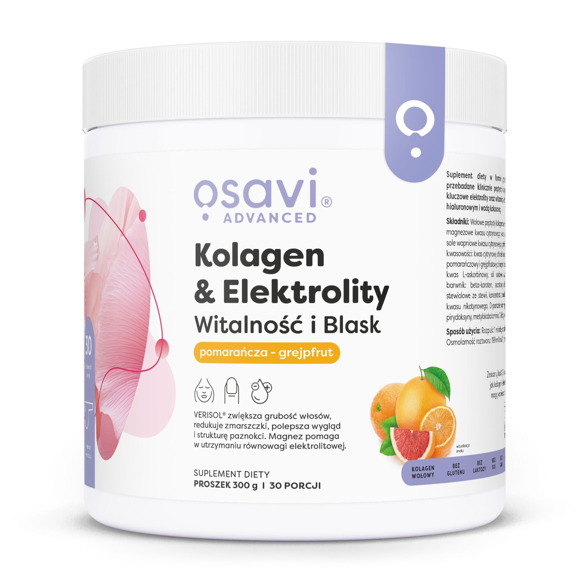 44917fcc6283f35ddc8dcf59b362058e-1.jpg Kolagen Elektrolity Witalność i Blask, Pomarańcza & Grejpfrut - 300 grams - obrazek 1
