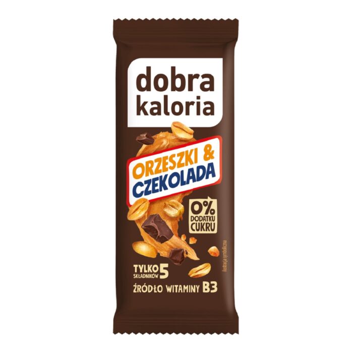 Baton daktylowy Orzeszki & czekolada bez cukru 35g DOBRA KALORIA - obrazek 1