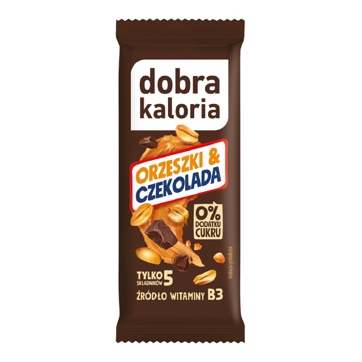 5903548002152-1.jpg Baton daktylowy Orzeszki & czekolada bez cukru 35g DOBRA KALORIA - obrazek 1
