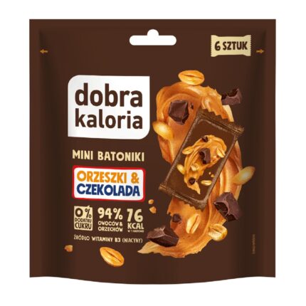 Mini batoniki Orzeszki & czekolada bez cukru 108g DOBRA KALORIA