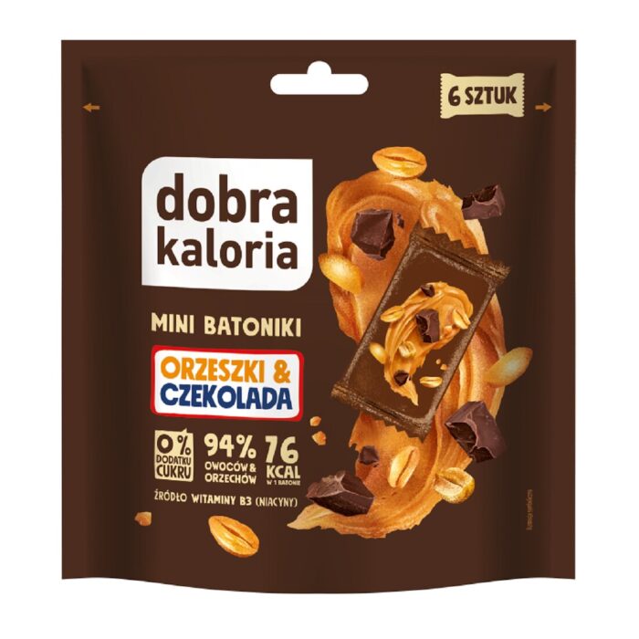 Mini batoniki Orzeszki & czekolada bez cukru 108g DOBRA KALORIA - obrazek 1