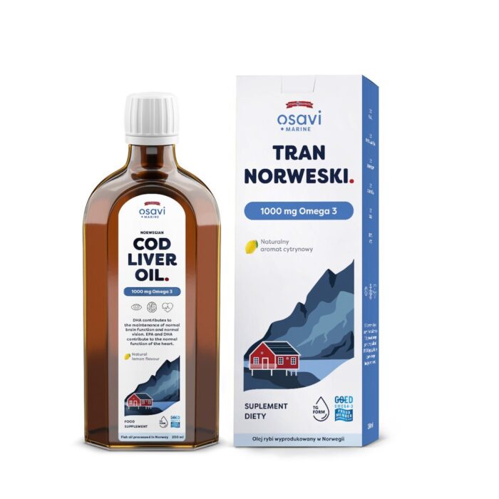 TRAN NORWESKI OMEGA-3 (1000 mg) O SMAKU CYTRYNOWYM 250 ml - OSAVI - obrazek 1