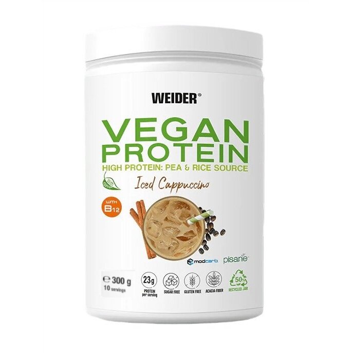 6303789564e330e2ac0ccedfb25502bb-1.jpg Vegan Protein, Iced Cappuccino - 300 grams - obrazek 1