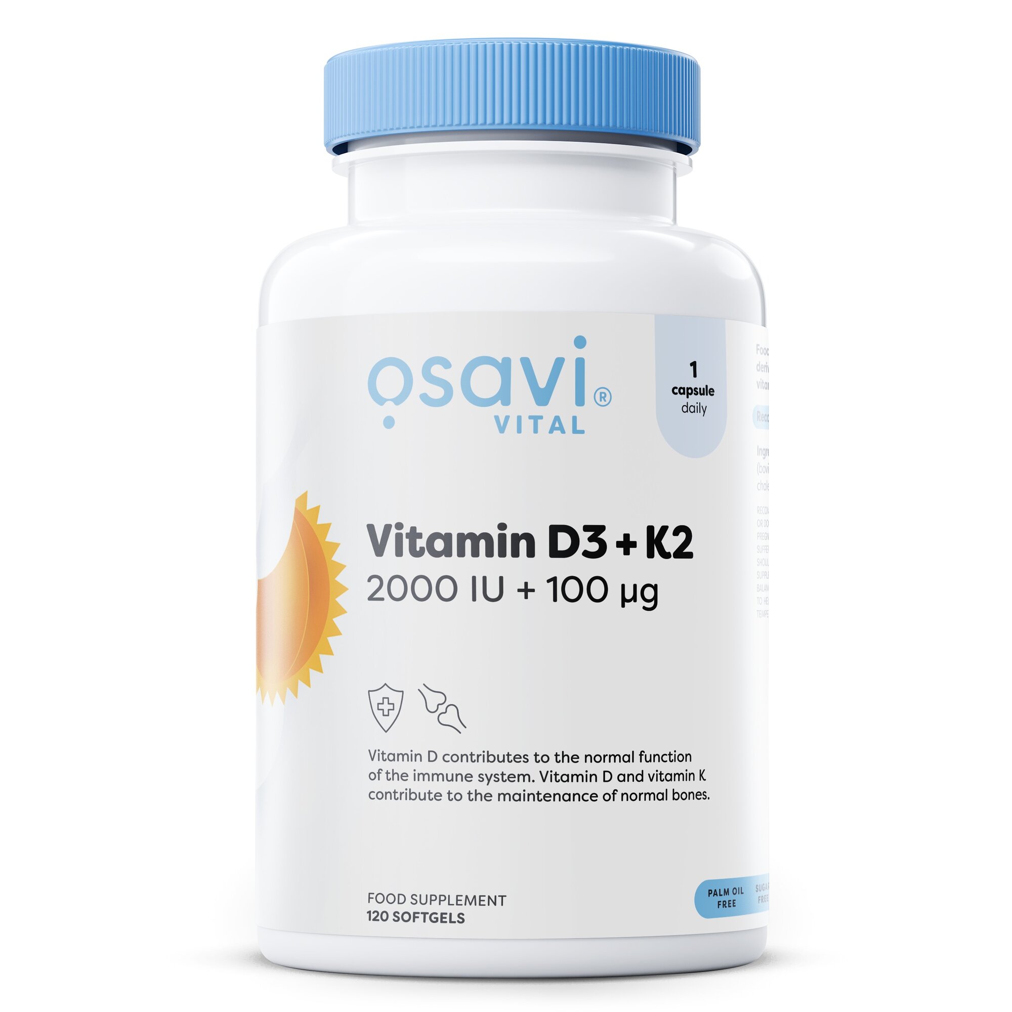 64faa57c2f5e8e1b1b7e90ff75cf3999-1.jpg Vitamin D3 + K2, 2000IU + 100mcg - 120 softgels - obrazek 1