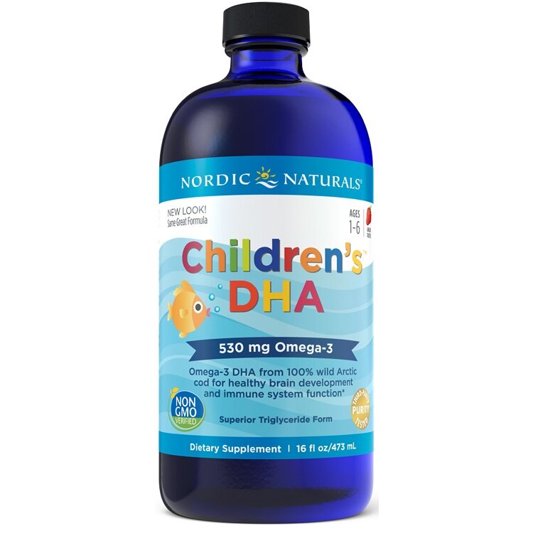 668d64a6bb1e525566fc9fa1e3778ccd-1.jpg Children's DHA, 530mg Omega-3 Strawberry - 473 ml. - obrazek 1