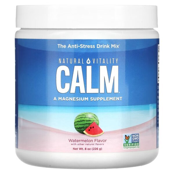 68b1a8621a664920774b35186de1d1cf-1.jpg Calm Magnesium Powder, Watermelon - 226 grams - obrazek 1
