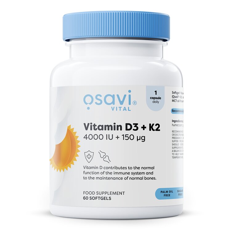 6b156874123ff888babed78a81e500a0-1.jpg Vitamin D3 + K2, 4000IU + 150mcg - 60 softgels - obrazek 1