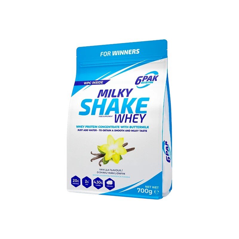 6p1139-1-1.jpg 6PAK Odżywka białkowa Milky Shake Whey, waniliowa - 700 g - obrazek 1