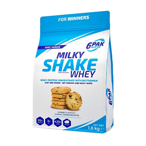 6p2284-1-1.jpg 6PAK Odżywka białkowa Milky Shake Whey, ciasteczkowa - 1800 g - obrazek 1