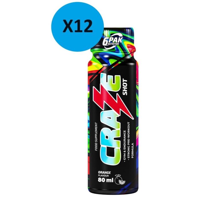 6PAK Craze Shot przedtreningowy pomarańczowy - 12 sztuk - obrazek 1