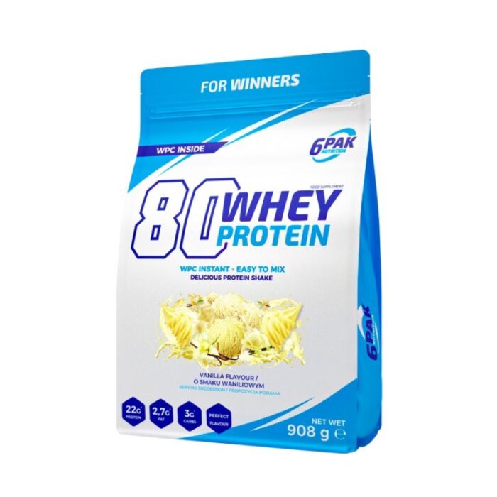 6PAK Białko 80 Whey Protein waniliowe - 908 g - obrazek 1