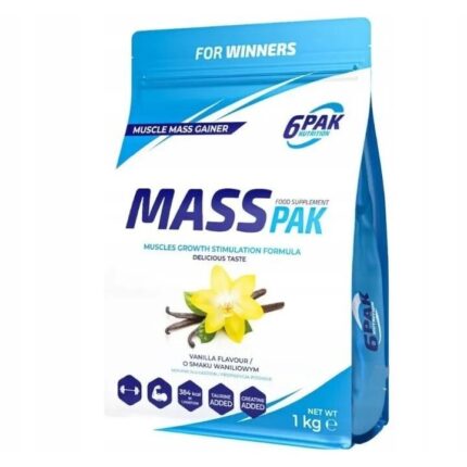6PAK Mass Pak Gainer z kreatyną waniliowy - 1000 g