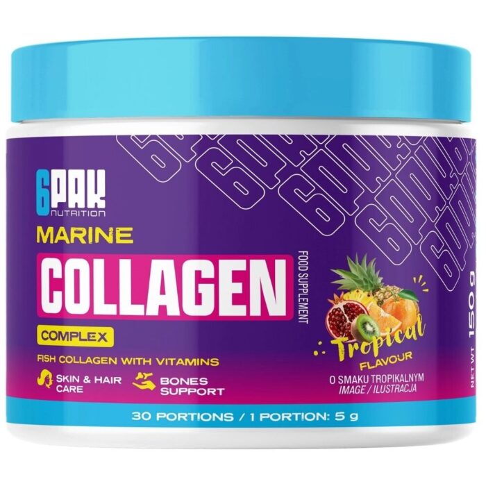 6PAK Marine Collagen Complex, Formuła z kolagenem, owoce tropikalne - 150 g - obrazek 1