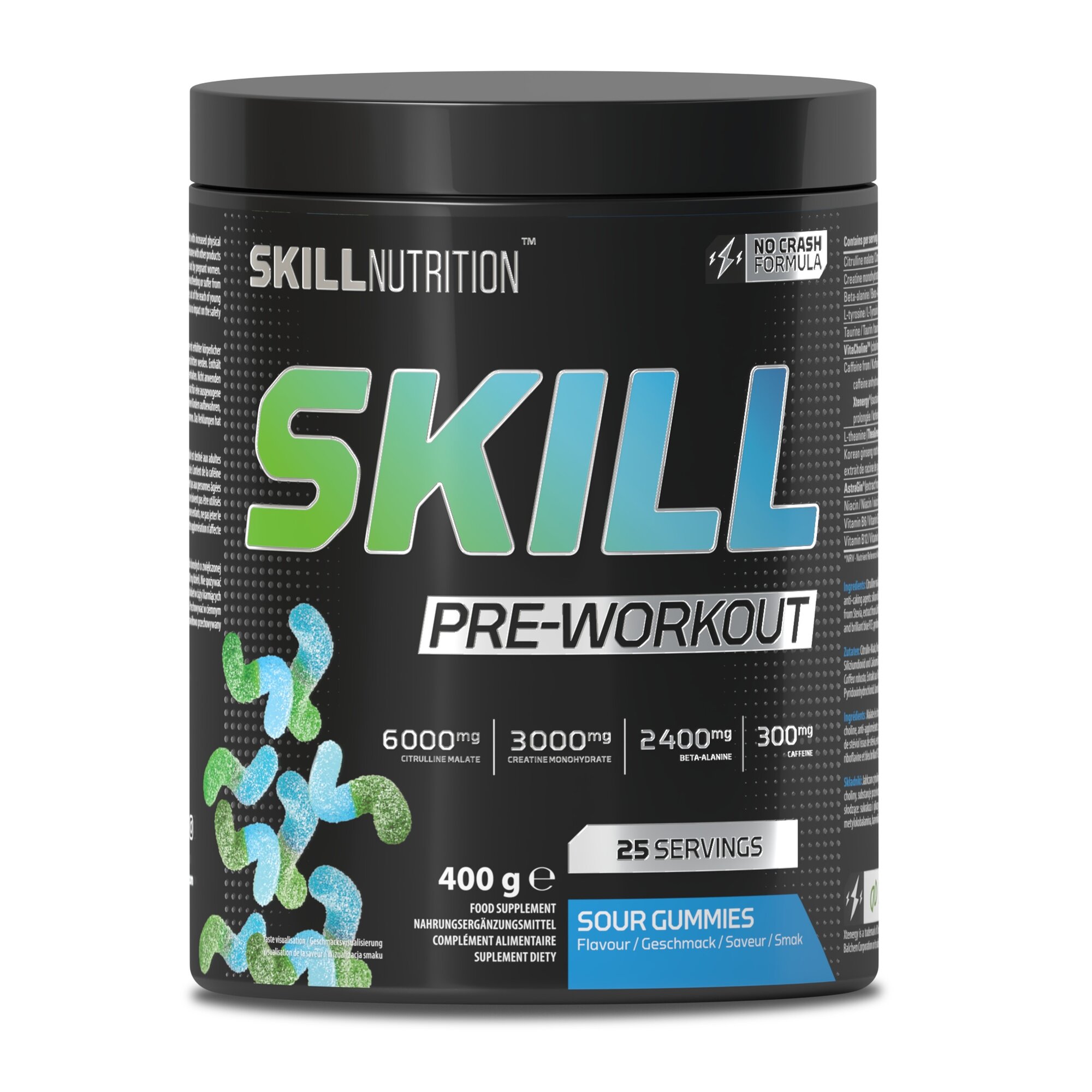 7b6f4df8cab5802dd0acd61f59a98498-1.jpg Skill Pre-Workout, Sour Gummies - 400 grams - obrazek 1