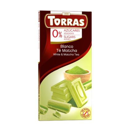 Czekolada biała z herbatą matcha bez cukru 75g TORRAS