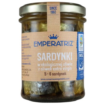Sardynki w ekologicznej oliwie słoik 190g EMPERATRIZ