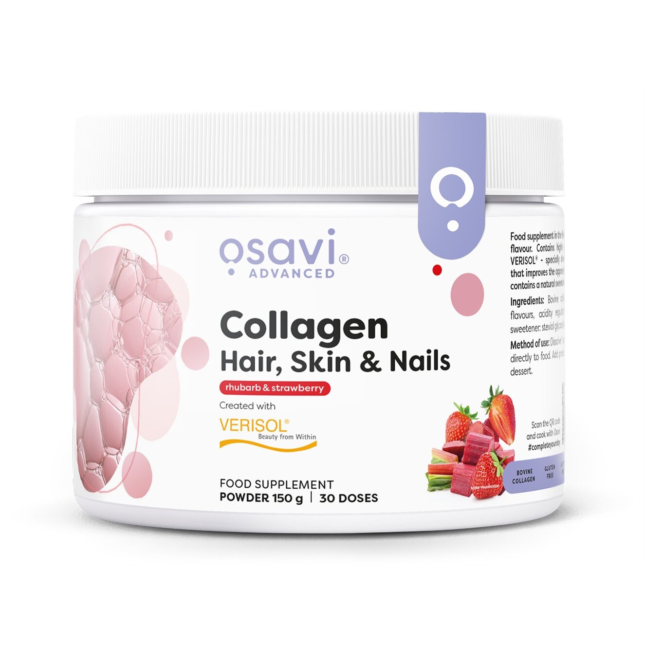 8d058421ed447e042d82cc102827e23d-1.jpg Collagen Peptides (Hair Skin & Nails), Rhubarb & Strawberry - 150 grams - obrazek 1