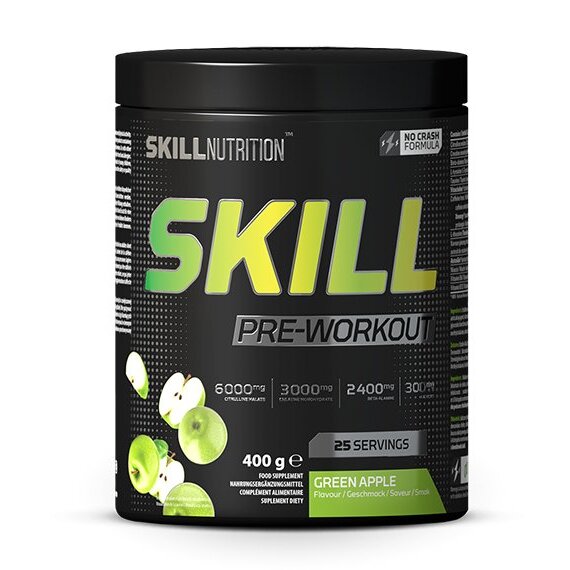 94d4279e2aa7f125dd3126781f75e60d-1.jpg Skill Pre-Workout, Green Apple - 400 grams - obrazek 1