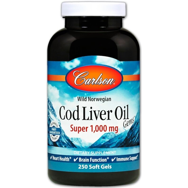 964f87e7e35377dddf6c116e8294f84a-1.jpg Wild Norwegian Cod Liver Oil Gems, 1000mg - 250 softgels - obrazek 2