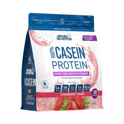 9f94c46dce40c65ffacda71d26ef8004-1.jpg 100% Casein Protein, Strawberry Cream - 900 grams - obrazek 1