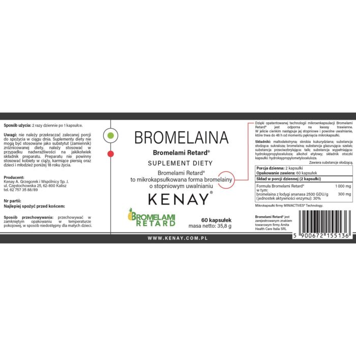 Bromelaina Bromelami Retard® 60 kaps. - obrazek 2