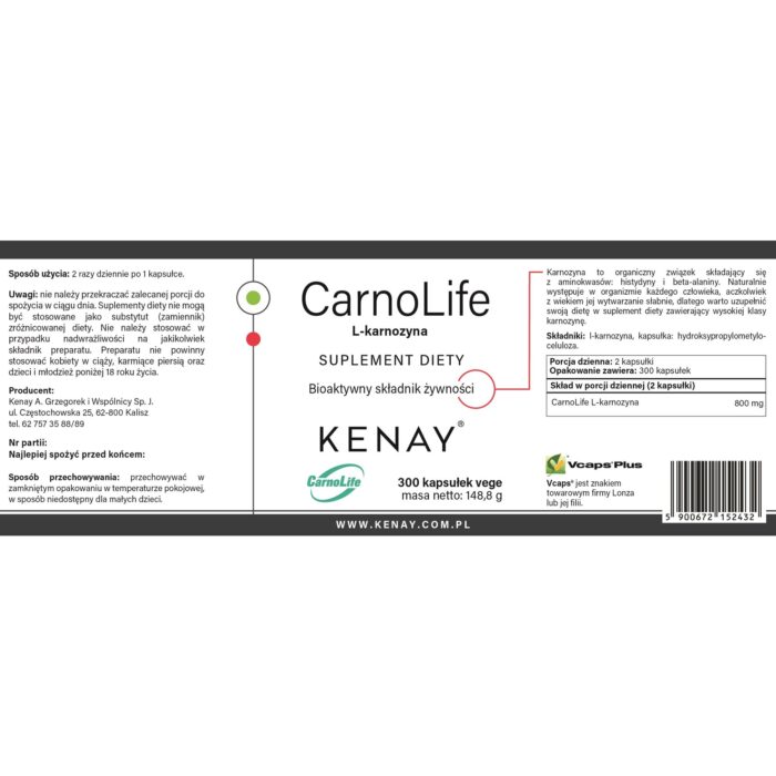 CARNO LIFE L-KARNOZYNA 300 kaps. - obrazek 2