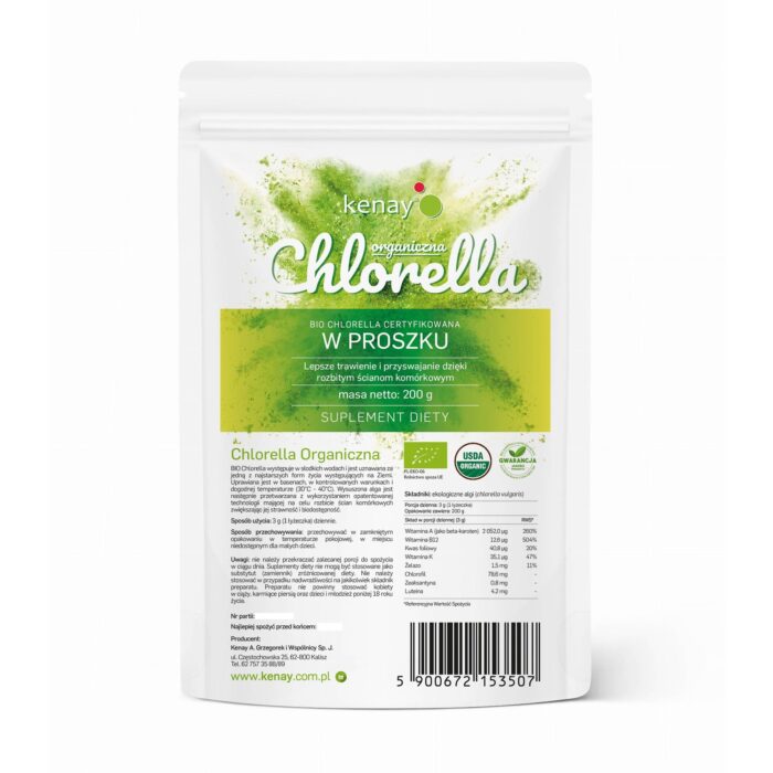 CHLORELLA ORGANICZNA w proszku - 200g PL-EKO-06 - obrazek 1
