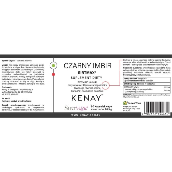 CZARNY IMBIR SIRTMAX® 60 kaps. - obrazek 2
