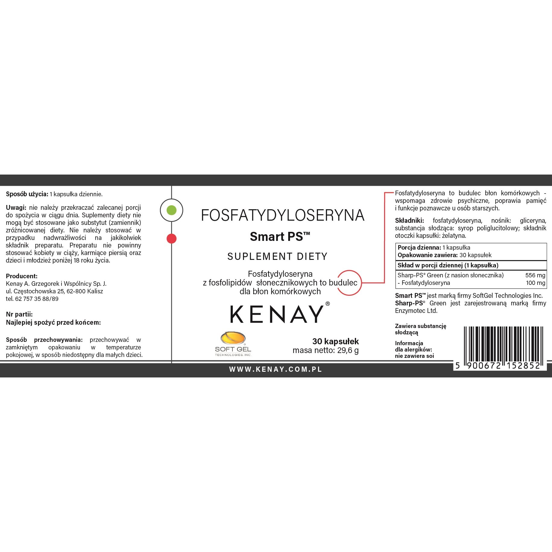 Fosfatydyloseryna-30_kaps-155x57-EAN_5900672152852-Kenay_PL-1.jpg FOSFATYDYLOSERYNA Smart PS™ 30 kaps. - obrazek 2